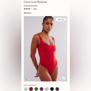 Free People Intimately Red Clean lines bodysuit Size M/L
